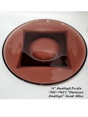 MCM 12" Purple Moroccan Amethyst Colony Round Glass Serving Plate by Hazel-Atlas